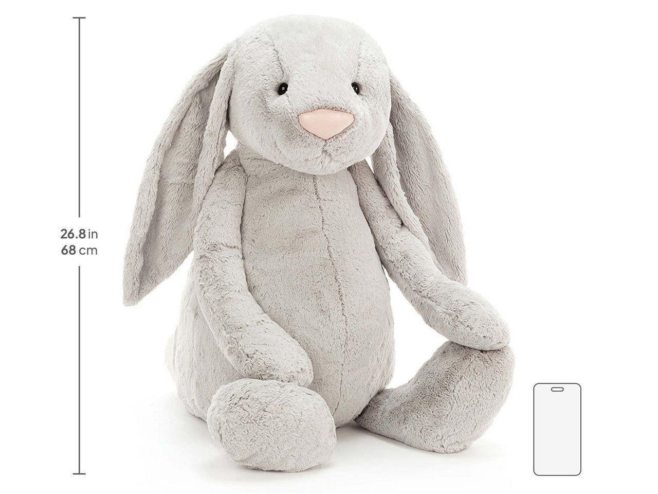 Bashful Silver Bunny Giant, size chart