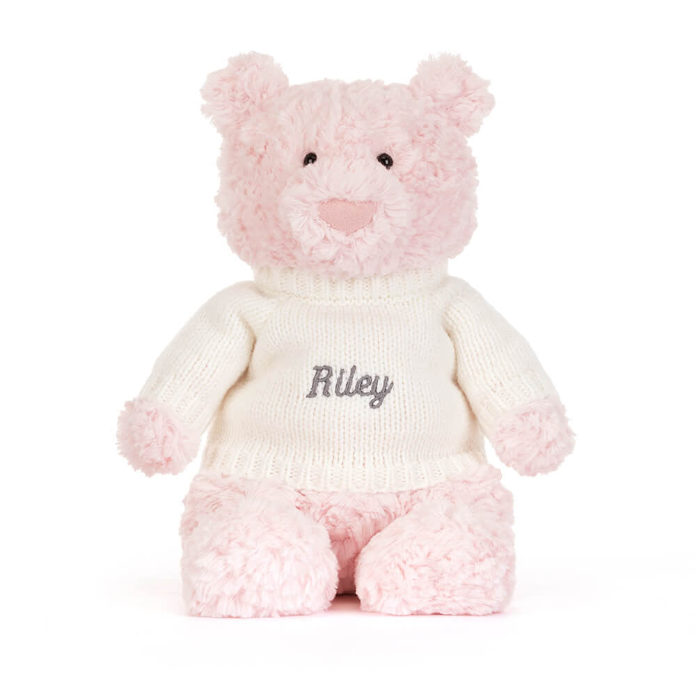 Leola Bear with Personalised Cream Jumper, View 4