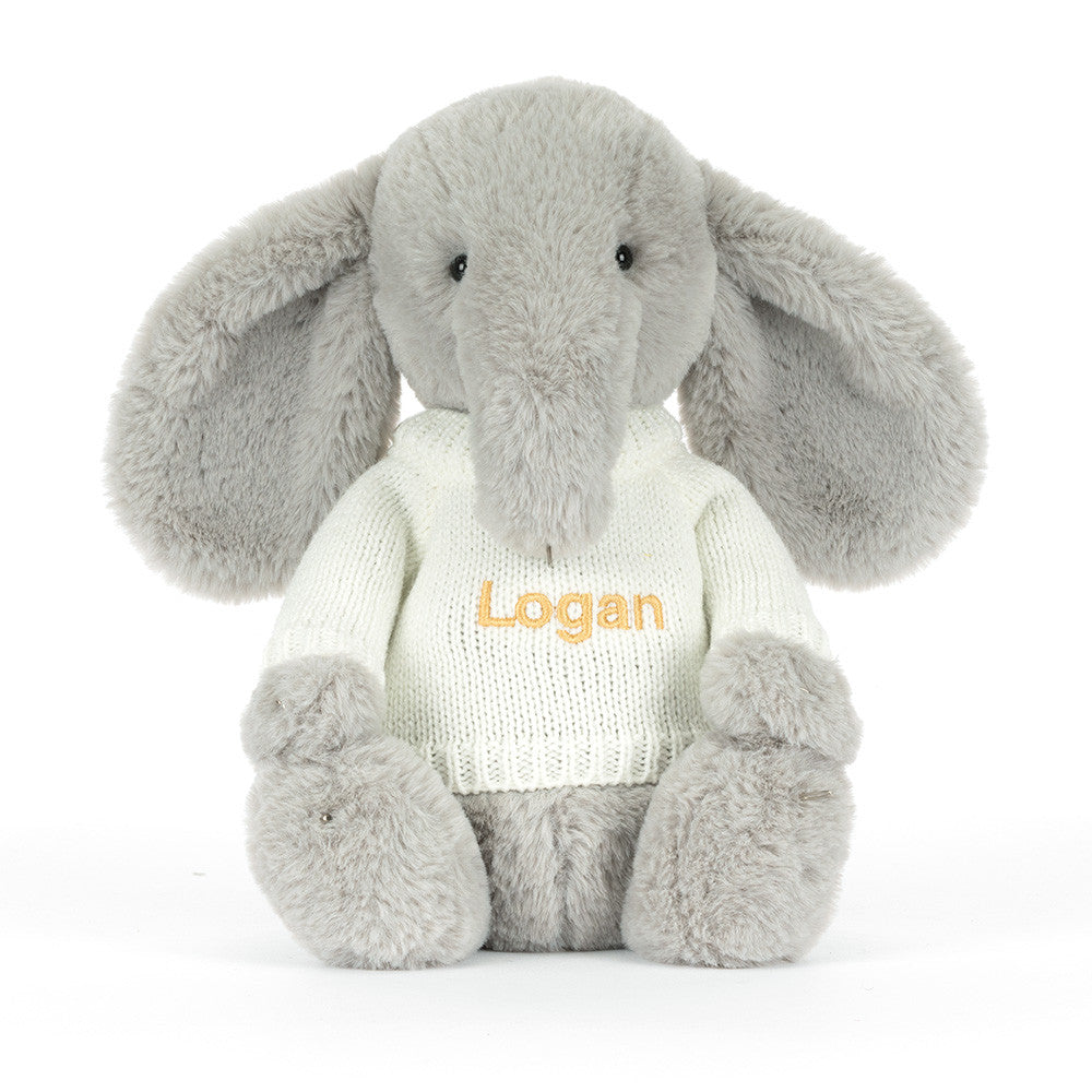 Bashful Luxe Elephant Thuddeus with Personalised Cream Jumper, View 4