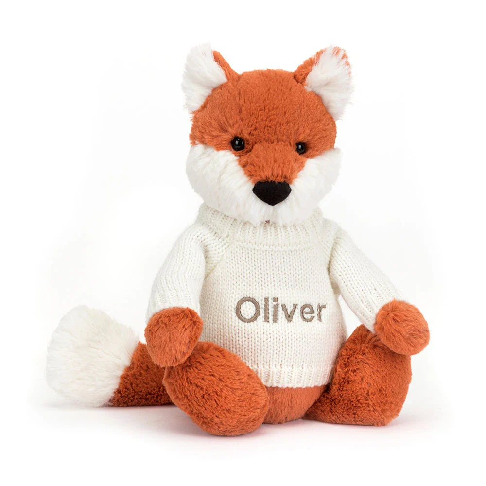 Bashful Fox Cub with Personalised Cream Jumper, View 4