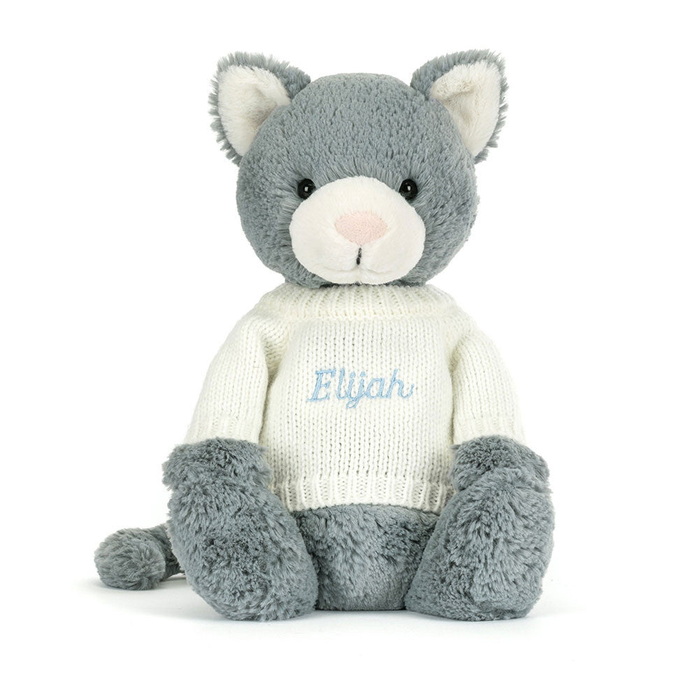 Bashful Kitten with Personalised Cream Jumper, View 4