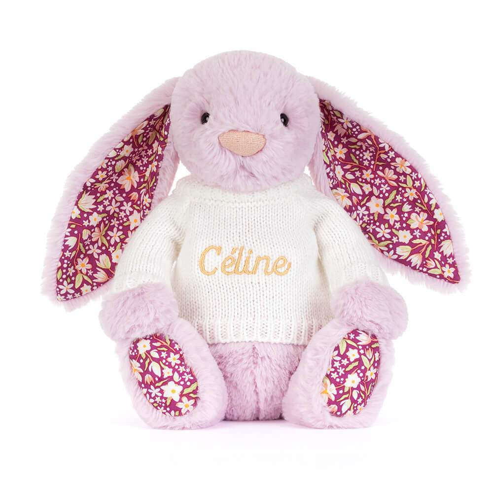 Thistlepop Blossom Luxe Bunny with Personalised Cream Jumper, View 4