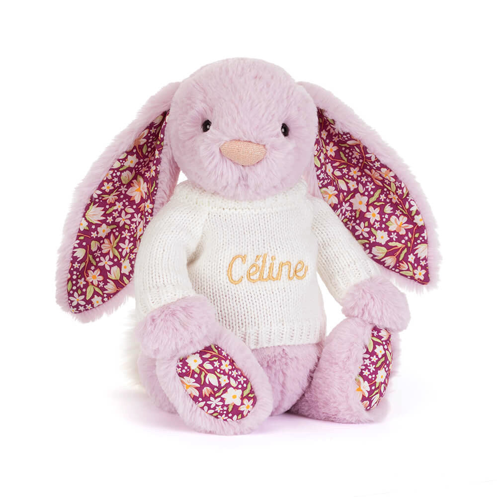 Thistlepop Blossom Luxe Bunny with Personalised Cream Jumper, Main View