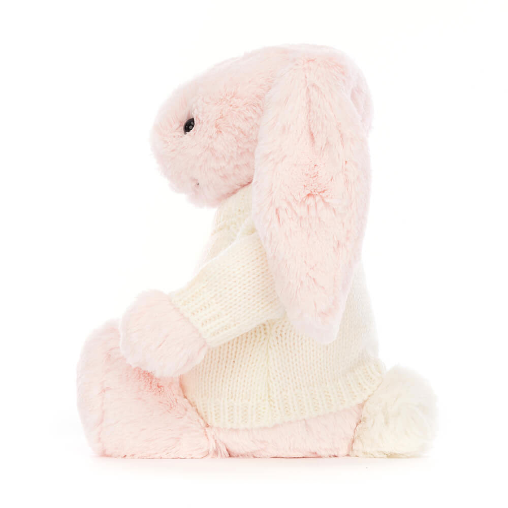 Bashful Pink Bunny with Personalised Cream Jumper, View 2