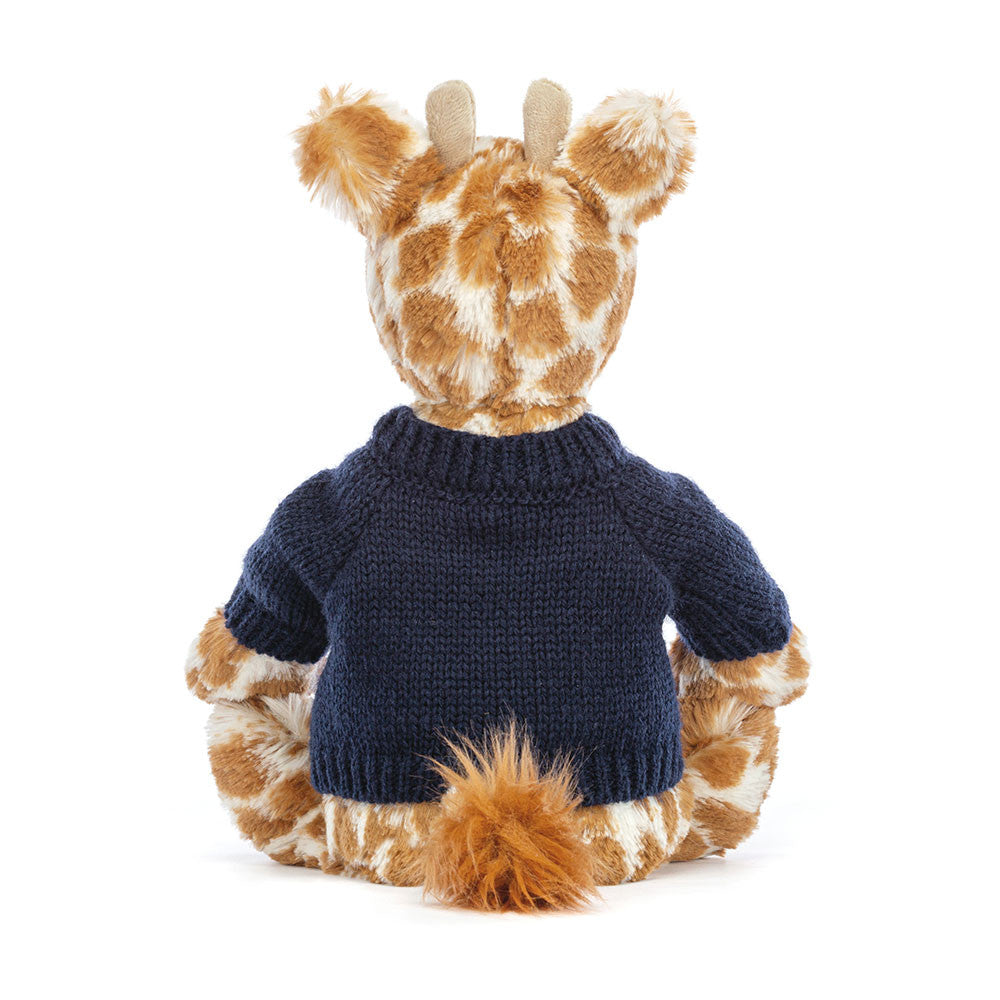 Bashful Giraffe with Personalised Navy Jumper, View 4