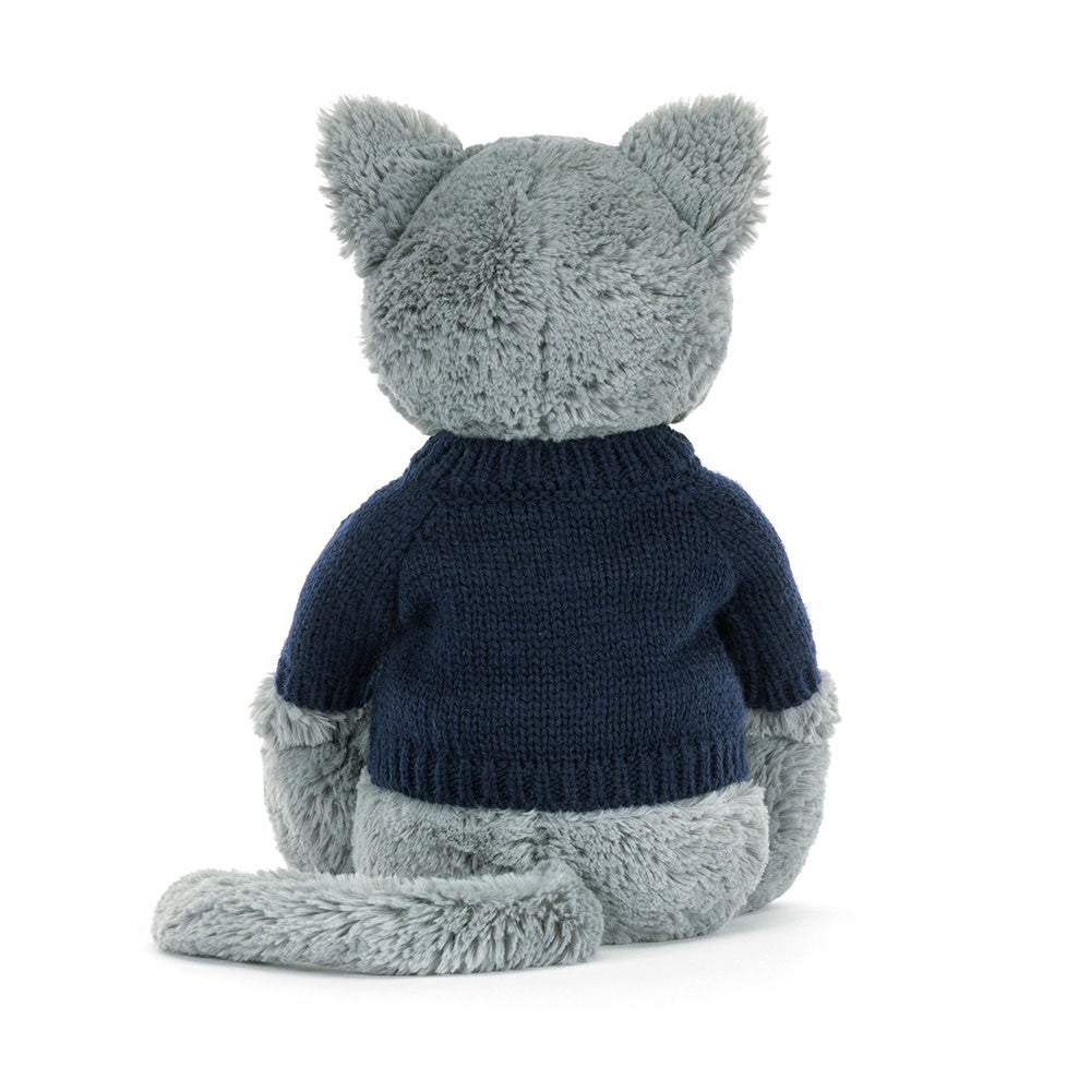 Bashful Kitten with Personalised Navy Jumper, View 3