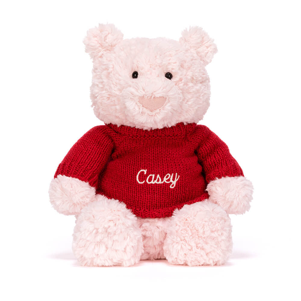 Leola Bear with Personalised Red Jumper, View 4