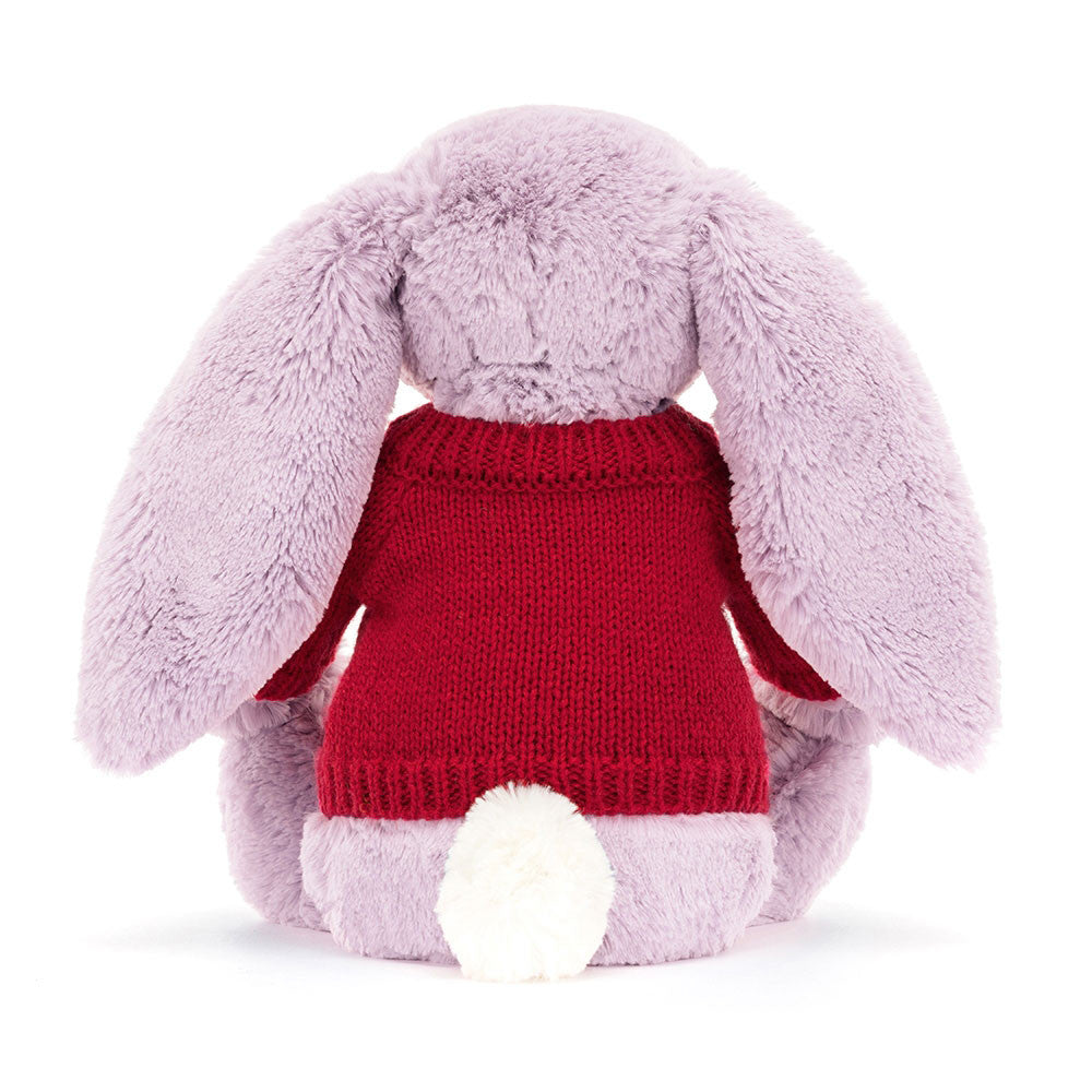 Bashful Lilac Bunny with Personalised Red Jumper, View 3