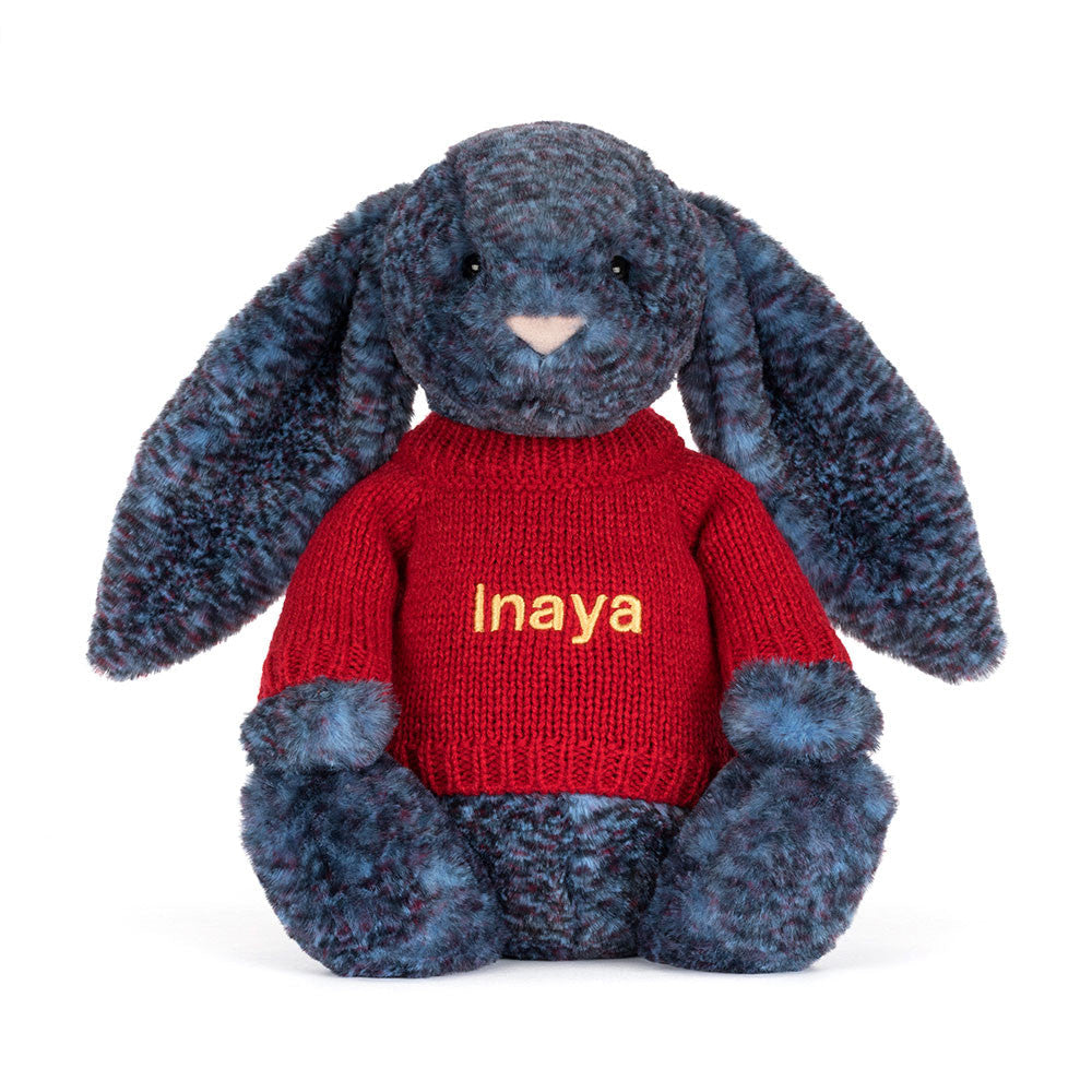 Hopscone Luxe Bunny with Personalised Red Jumper, View 4