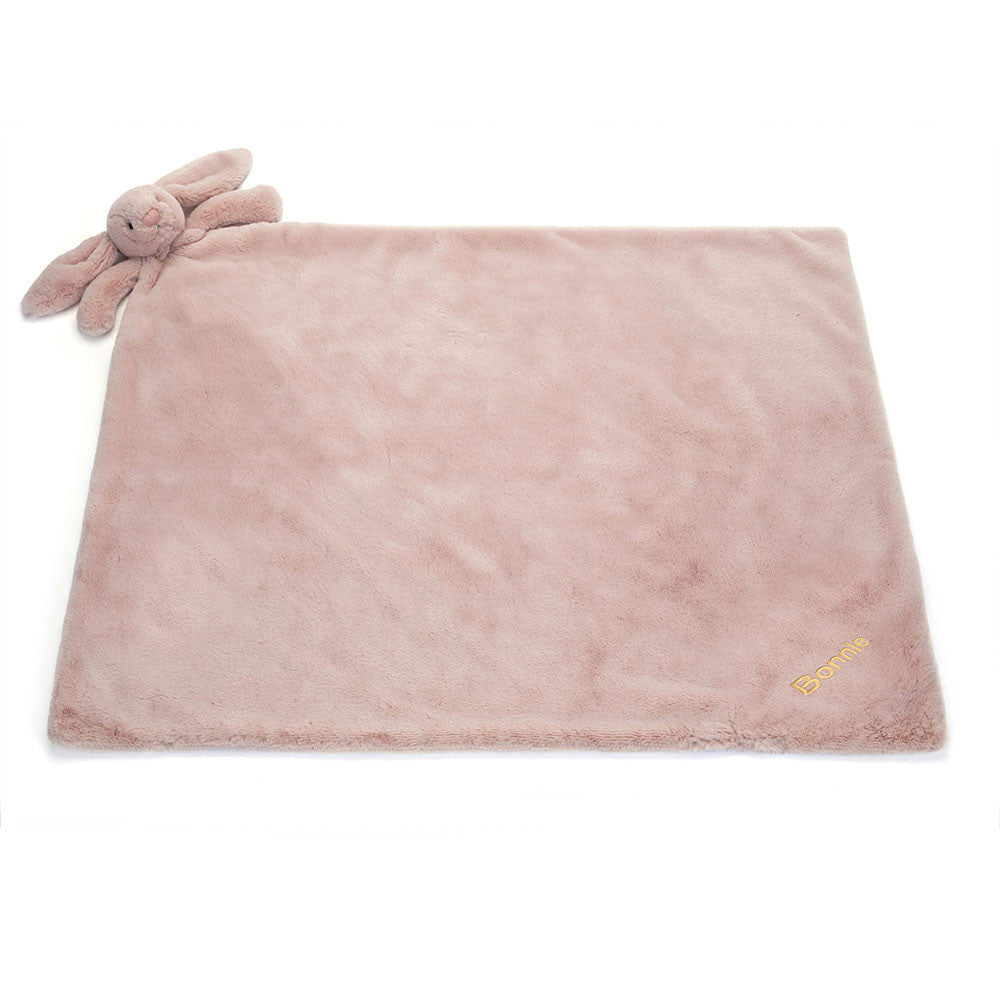 Personalised Bashful Luxe Bunny Rosa Blankie, View 3